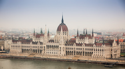 Fototapeta na wymiar Night view on the Parliament Building in Budapest.