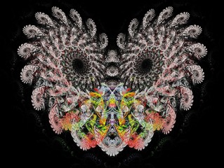 Graphic Design. Magic energy multicolored fractal. 3D rendering. 