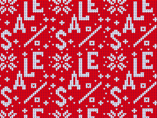 knitted banner seamless pattern for sale with beautiful snowflakes