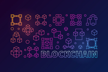 Blockchain colorful horizontal illustration. Vector banner