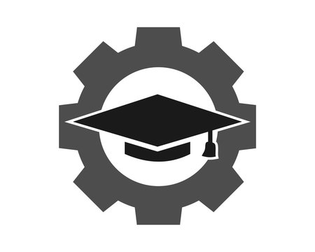 graduate hat gear square academic cap image icon logo vector