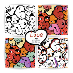 Seamless heart backgrounds with emoji to the Saint Valentine's day