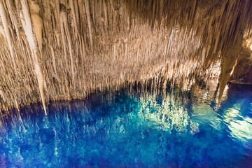 Blue water of Cuevas del Drach on Mallorca Island, Spain