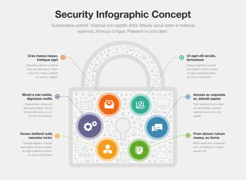 Security infographic concept with padlock symbol isolated on light background. Easy to use for your website or presentation.