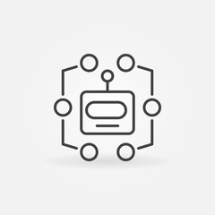 Robot head line icon. Vector machine learning symbol