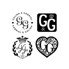 Wedding monogram logo collection. Vector illustration.