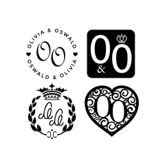 Wedding monogram logo collection. Vector illustration.