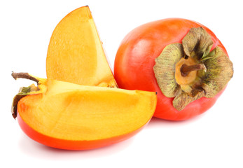 Fototapeta na wymiar fresh ripe persimmons isolated on white background