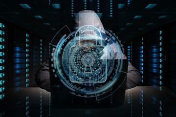 Hacker accessing to personal data information with a computer 3D rendering