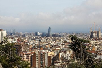 Fototapeta na wymiar Panoramic view of Barcelona, Spain