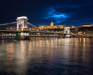 Famous Chain Bridge in dusk