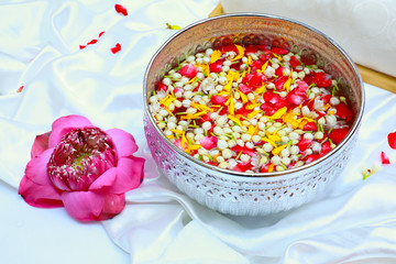 Jasmine roses and lotus, Songkran festival in Thailand Concept.