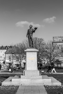 Belgrade, Serbia November 26, 2014: A monument to the great Russian poet Alexander Sergeyevich Pushkin