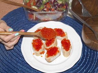 Red Caviar On Bread
