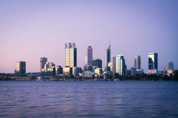 Fototapeta na wymiar Perth City skyline at dusk, Western Australia, Australia. 