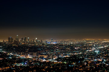 Fototapeta na wymiar グリフィス天文台から望むアメリカ・ロサンゼルスの夜景