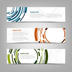 Collection banners with abstract technical color circles template