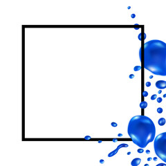 Paint drops frame abstract ink vector blue