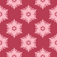 Floral seamless design on red background