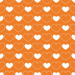 Hearts as seamless pattern. Orange romantic background