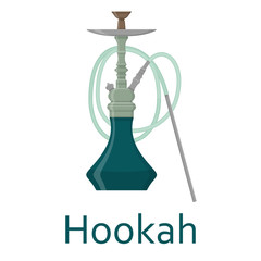 Hookah flat with pipe for smoking tobacco and shisha. Isolated on white background. Vector illustration