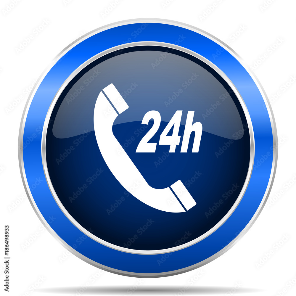 Aufkleber Service vector icon. Modern design blue silver metallic glossy web and mobile applications button in eps 10
