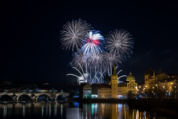 Prague New year's fireworks 2018