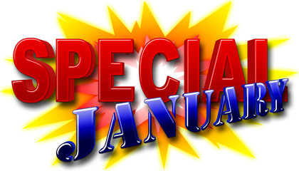 Stock Illustration - January Special Sale, 3D Illustration, Isolated against the White Background.