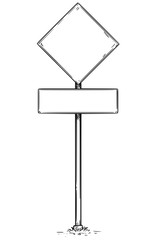 Drawing of Empty Blank Traffic Sign