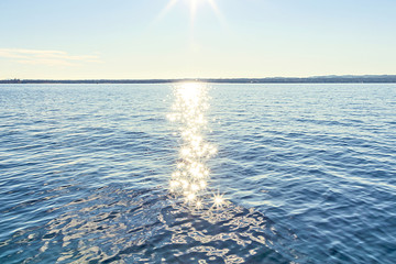 Glare on the water from the sun