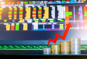 Businessman on the laptop the stock market concept design Investments and deposits interest