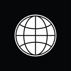 Globe symbol black and white vector illustration