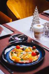 home-fried eggs with coffee