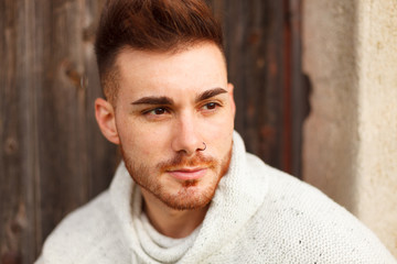 Fototapeta premium Attractive guy in a old house