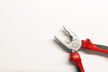 Top view of Working tool space for text. Instrument for hand work, fixing and for house renovation.  background with copy space. top view. tools texture. tools background