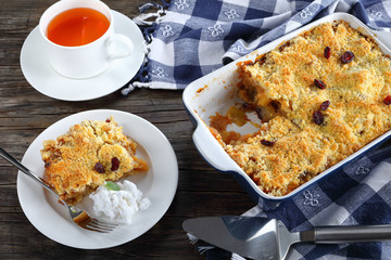 a portion of tasty apple crumble