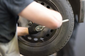 a master for the replacement of the wheels of a motor vehicle, unscrewed with a wrench, a wheel nut