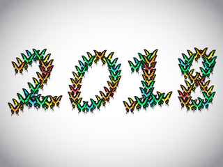 inscription 2018 consisting of multi-colored butterflies