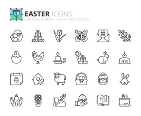 Outline icons about Easter
