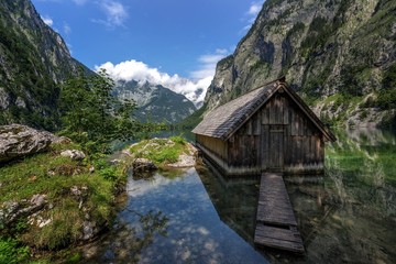 Fisher hut at lake Obersee