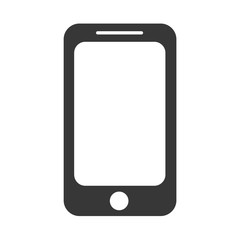 Icon design of black modern touchscreen phone.