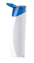 White opened  blank plastic bottle on isolated background.