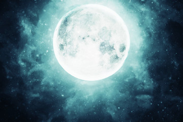 Obraz na płótnie Canvas the full moon in the dark sky