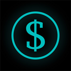 Neon Button rund - Dollarzeichen