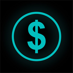 Neon Button rund - Dollar