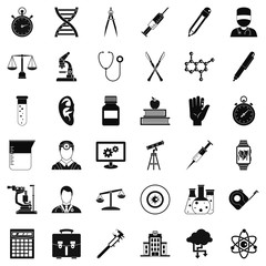 Obraz premium Microscope icons set, simple style