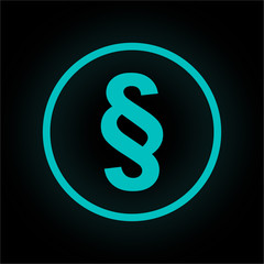 Neon Button rund - Gesetz-Symbol