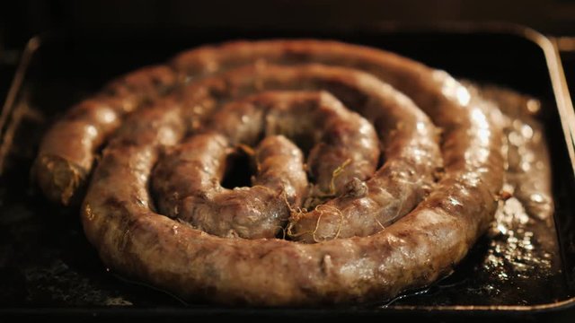 Fried sausage. Unhealthy food