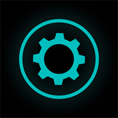 Neon Button rund - Zahnrad