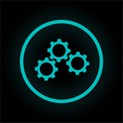 Neon Button rund - Zahnräder